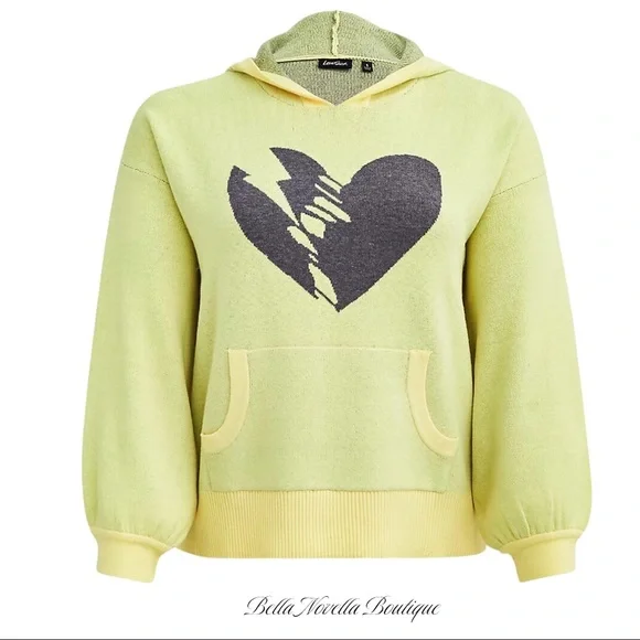 TORRID Luxe Cozy Lovesick Sweater Hoodie & Shorts Set Neon Yellow - Picture 6 of 9